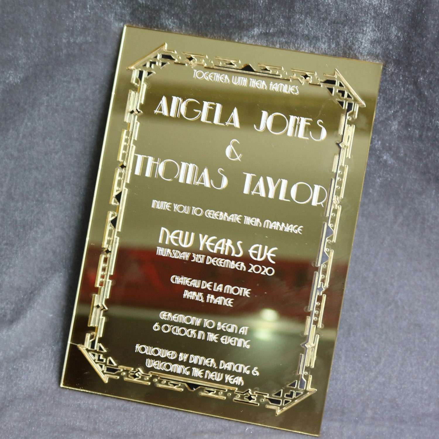 Gold Mirror Invitation Slap-up Invitation With Box Modern Invitation Card